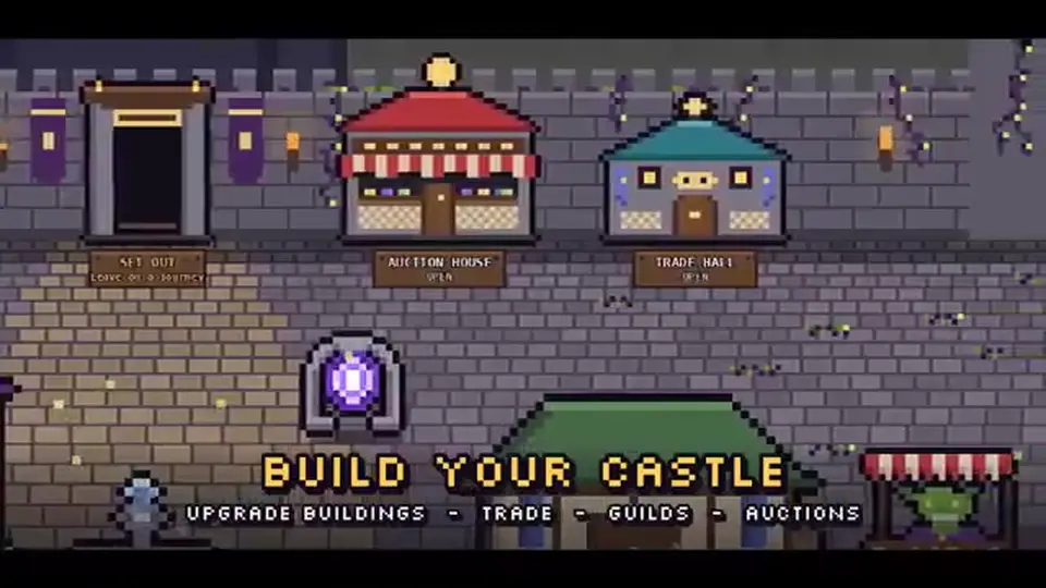 Pixel Lineage Castle hub — SET OUT, Auction House, Trade Hall
